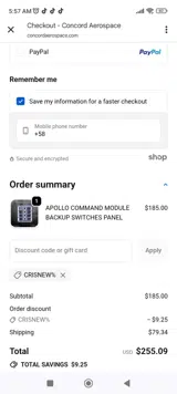 CONCORD AEROSPACE coupon verification screenshot
