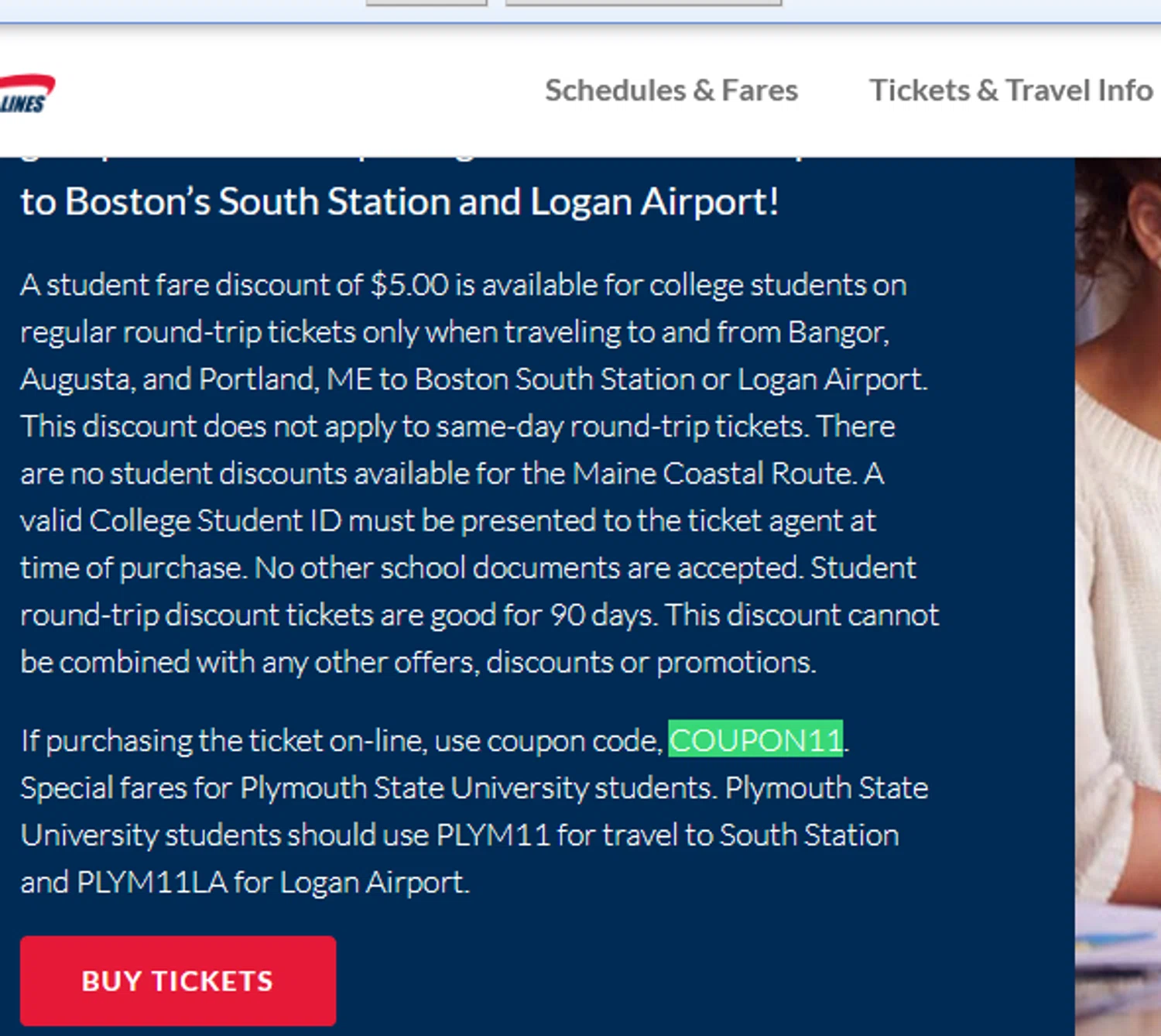 Concord Coach Lines checkout page showing Concord Coach Lines promo code box | Screenshot taken by SimplyCodes community member on Jan 30, 2025