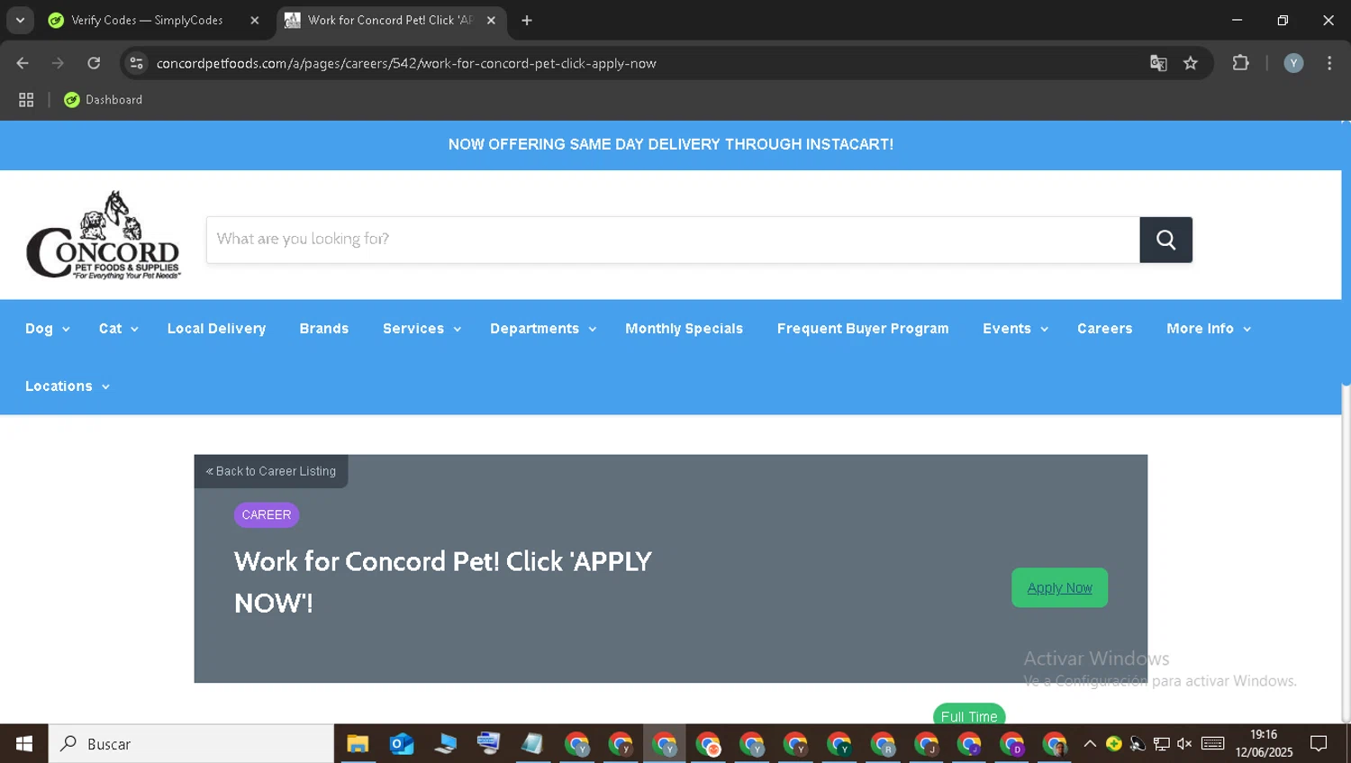 Concord Pet Foods promo code screenshot showing code WELCOME10 applied at Concord Pet Foods checkout page. Uploaded by SimplyCodes community member LuckySentinel8990 on Jun 12, 2025