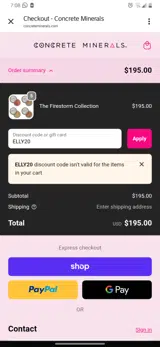 ELLY20 coupon verification screenshot