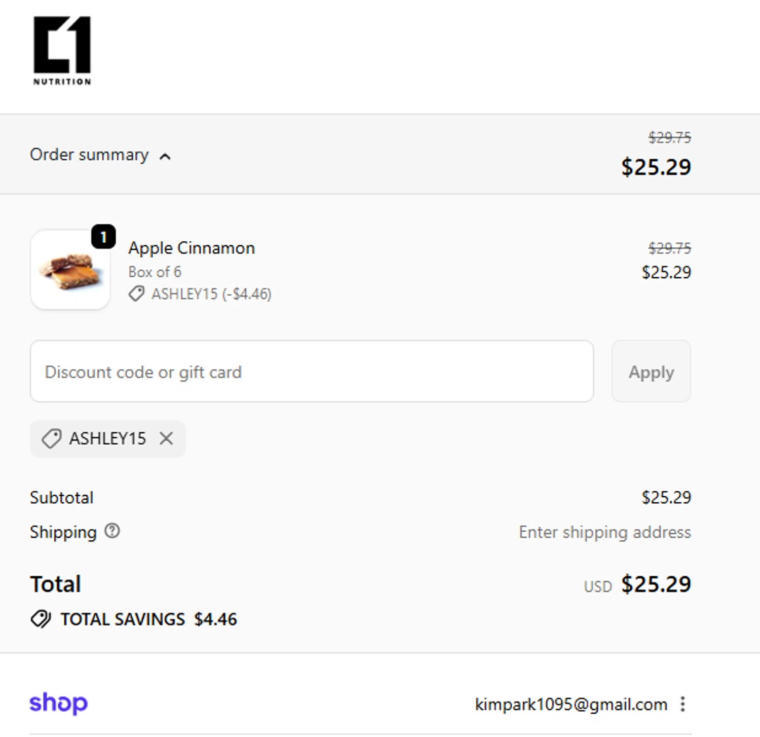Condition One discount code screenshot showing code ASHLEY15 applied at Condition One checkout page. Uploaded by SimplyCodes community member Pinkicuat on Nov 14, 2025
