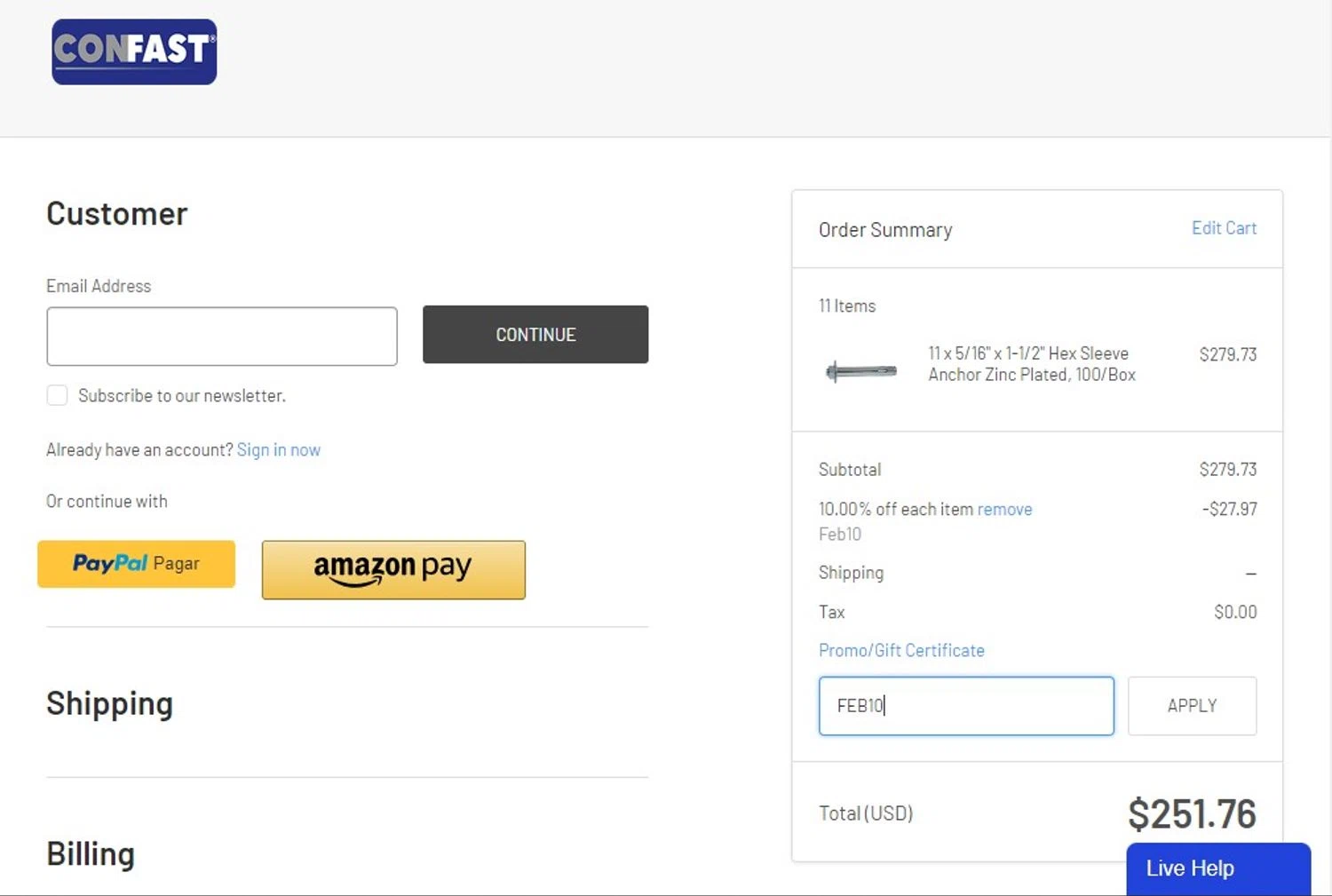 where to use Construction Complete promo code box