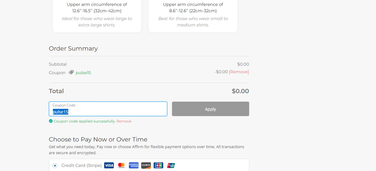 CONNEQT Health promo code screenshot showing code pulse15 applied at CONNEQT Health checkout page. Uploaded by SimplyCodes community member ashe1986 on Dec 20, 2025