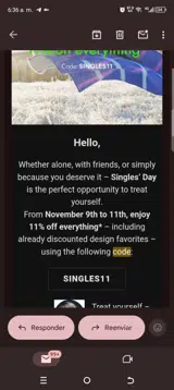 Singles11 coupon verification screenshot