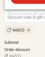 Kazco coupon verification screenshot