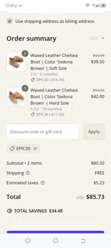 Epic30 coupon verification screenshot