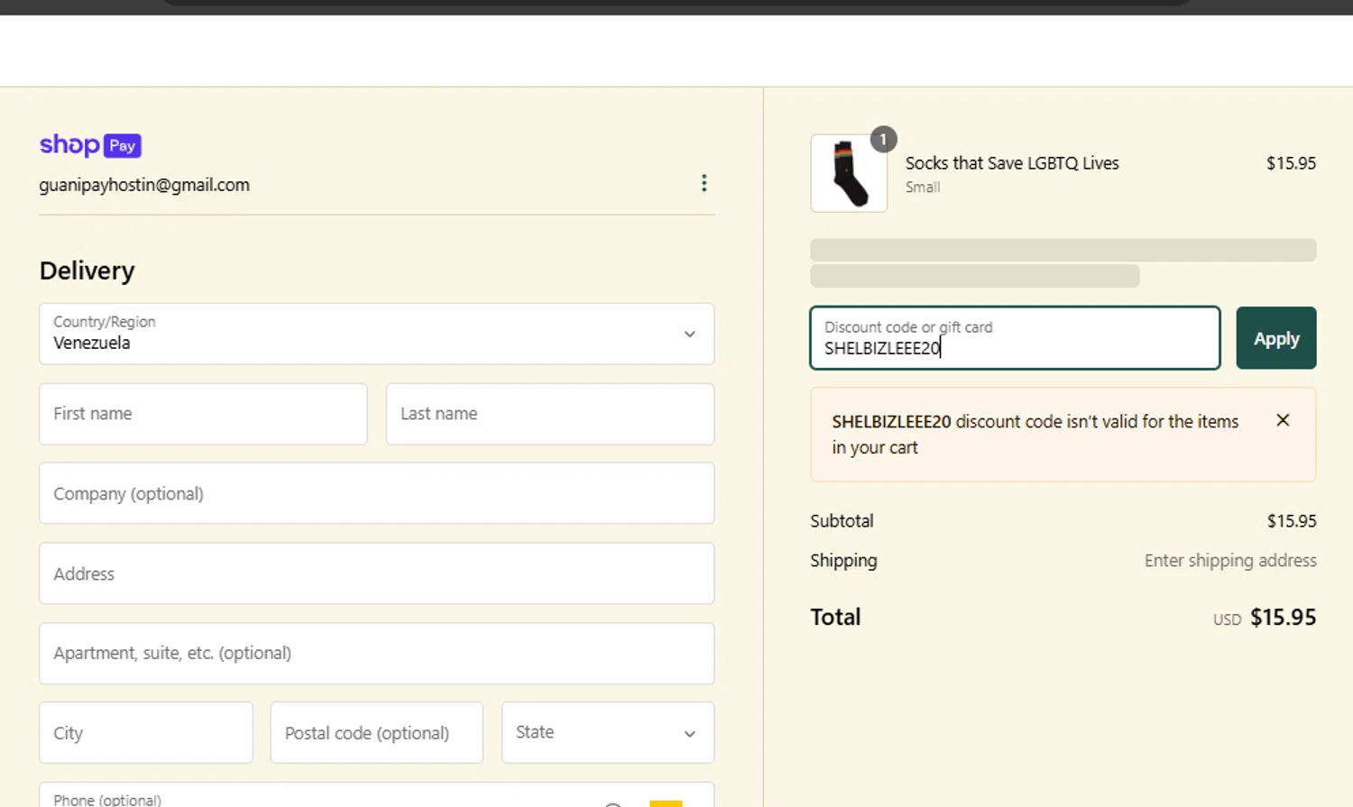 Conscious Step discount code screenshot showing code SHELBIZLEEE20 applied at Conscious Step checkout page. Uploaded by SimplyCodes community member scotlake22 on Jan 12, 2025