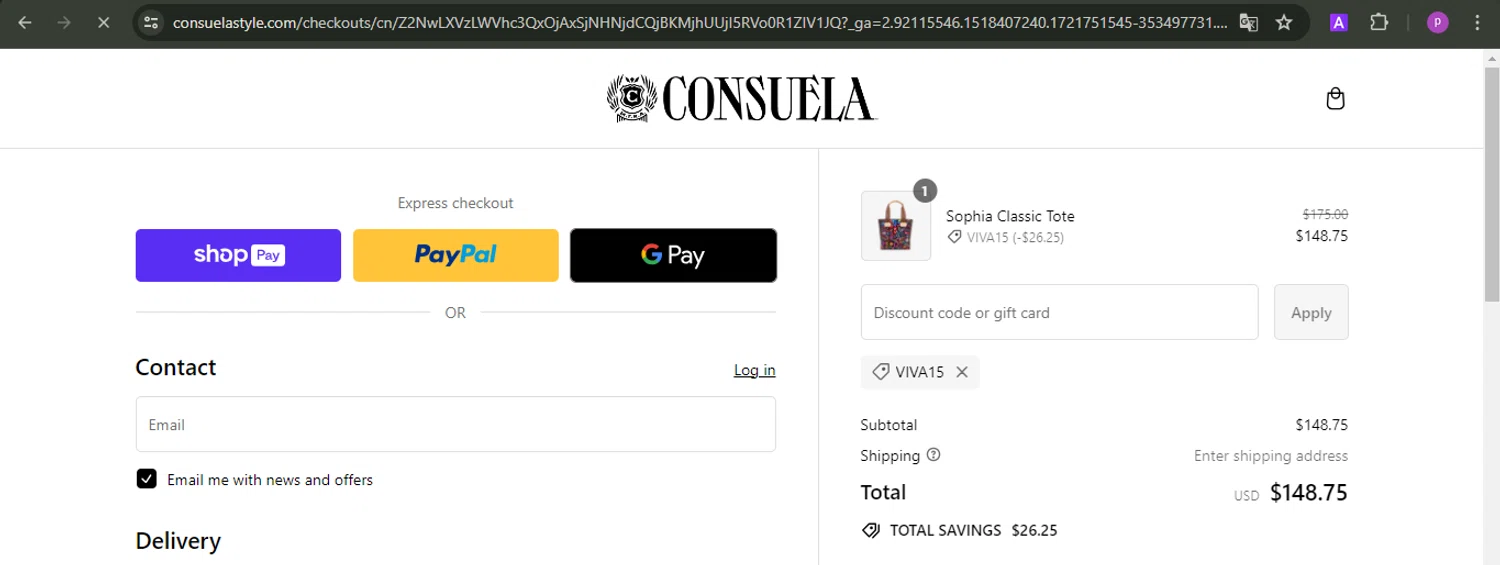 Consuela Discount Codes 15 Off September 2024