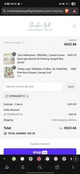 SPRINGART10 coupon verification screenshot