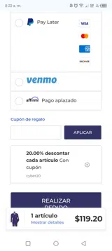 Cyber20 coupon verification screenshot