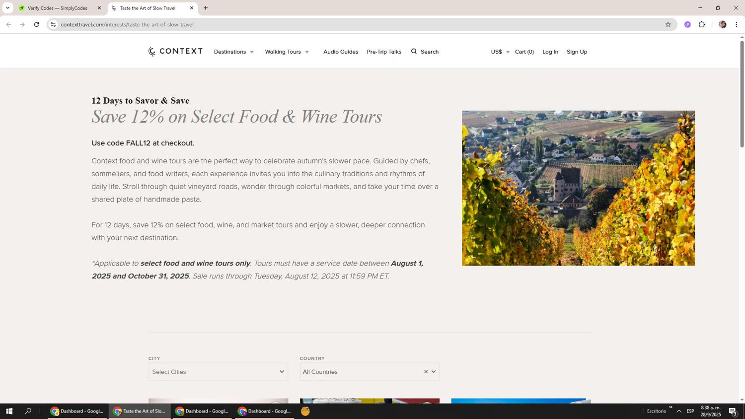 Context Travel checkout page showing Context Travel promo code box | Screenshot taken by SimplyCodes community member on Sep 28, 2025