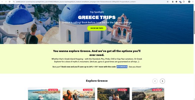 Contiki checkout page showing Contiki discount code box | Screenshot taken by SimplyCodes community member on May 23, 2025