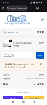 COMFORTS coupon verification screenshot