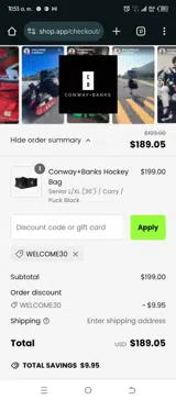Welcome30 coupon verification screenshot