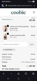 Madison25 coupon verification screenshot