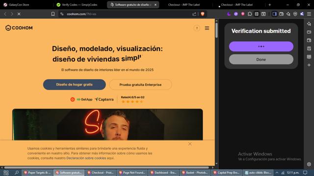 Coohom checkout page showing Coohom discount code box | Screenshot taken by SimplyCodes community member on Aug 23, 2025