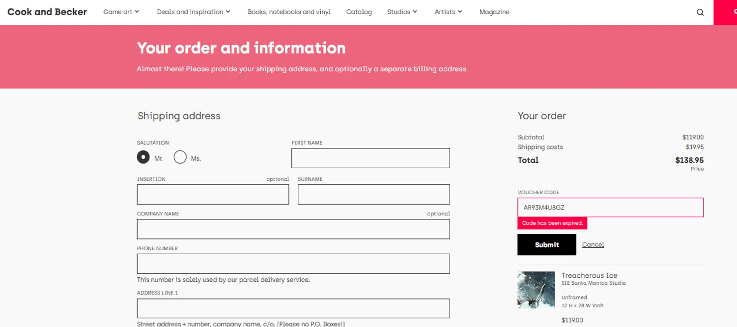 Cook & Becker promo code screenshot showing code AR93M4U8GZ applied at Cook & Becker checkout page. Uploaded by SimplyCodes community member eudorasuarez on Sep 17, 2025