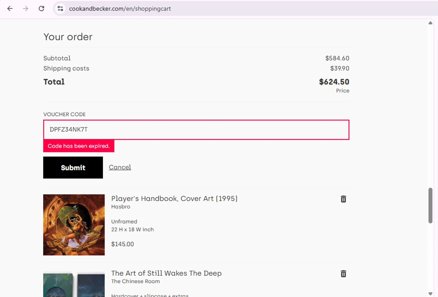 Cook & Becker promo code screenshot showing code DPFZ34NK7T applied at Cook & Becker checkout page. Uploaded by SimplyCodes community member SaleSentinel7319 on Aug 8, 2025