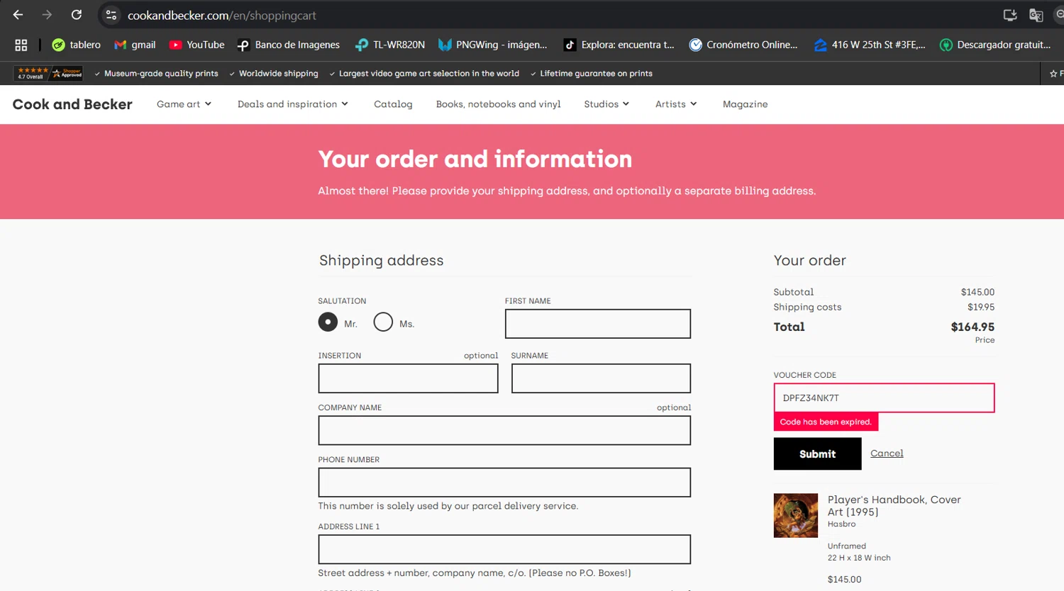 Cook & Becker promo code screenshot showing code DPFZ34NK7T applied at Cook & Becker checkout page. Uploaded by SimplyCodes community member jessikasanckez23 on Aug 8, 2025