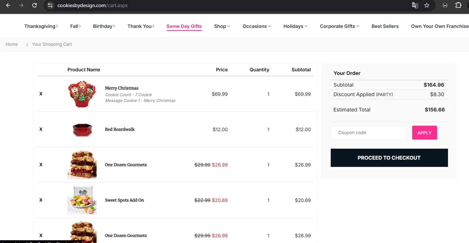 where to use Cookies by Design promo code box