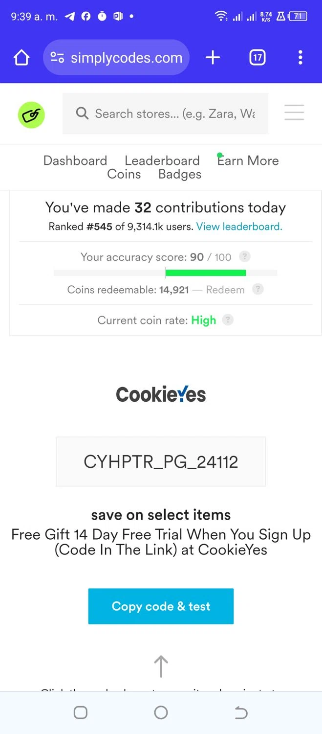 CookieYes checkout page showing CookieYes promo code box | Screenshot taken by SimplyCodes community member on Jul 10, 2024