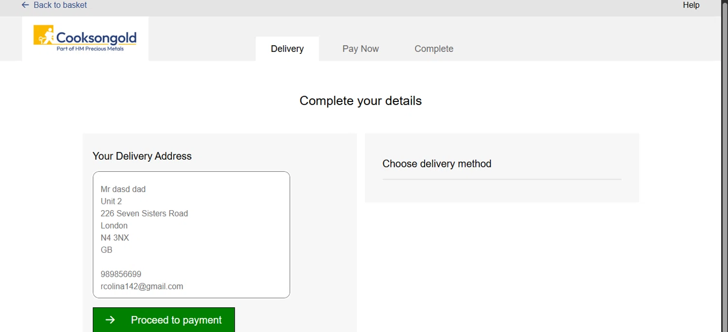 Cooksongold discount code screenshot showing code WELCOME10 applied at Cooksongold checkout page. Uploaded by SimplyCodes community member ashe1986 on Jun 5, 2025
