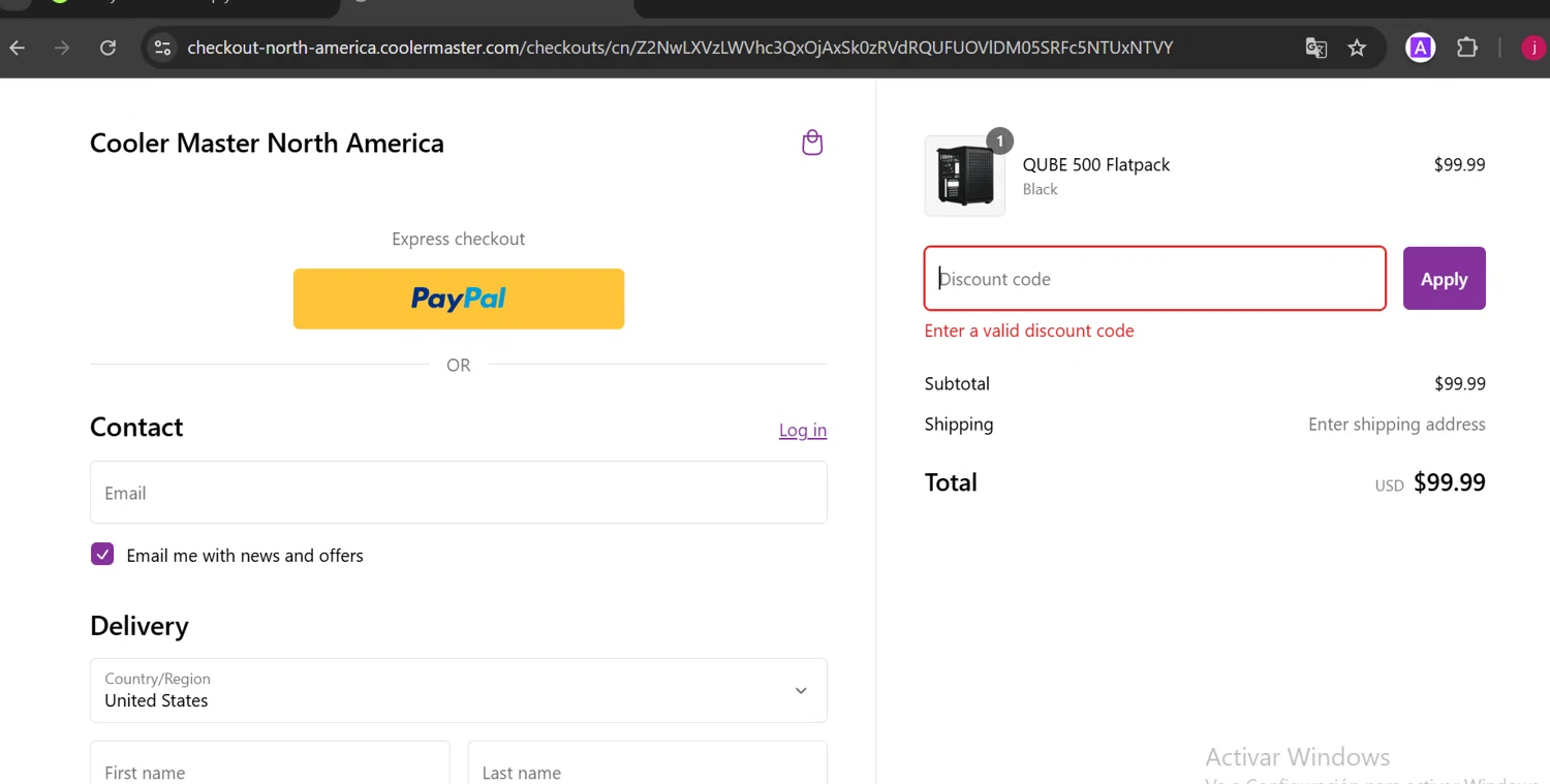 Cooler Master promo code screenshot showing code CMHAF700 applied at Cooler Master checkout page. Uploaded by SimplyCodes community member DiaCritics on Feb 15, 2025