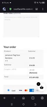 off10 coupon verification screenshot