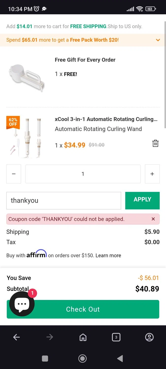 Cool Gadget promo code screenshot showing code thankyou applied at Cool Gadget checkout page. Uploaded by SimplyCodes community member JulesCrnel on Nov 15, 2025