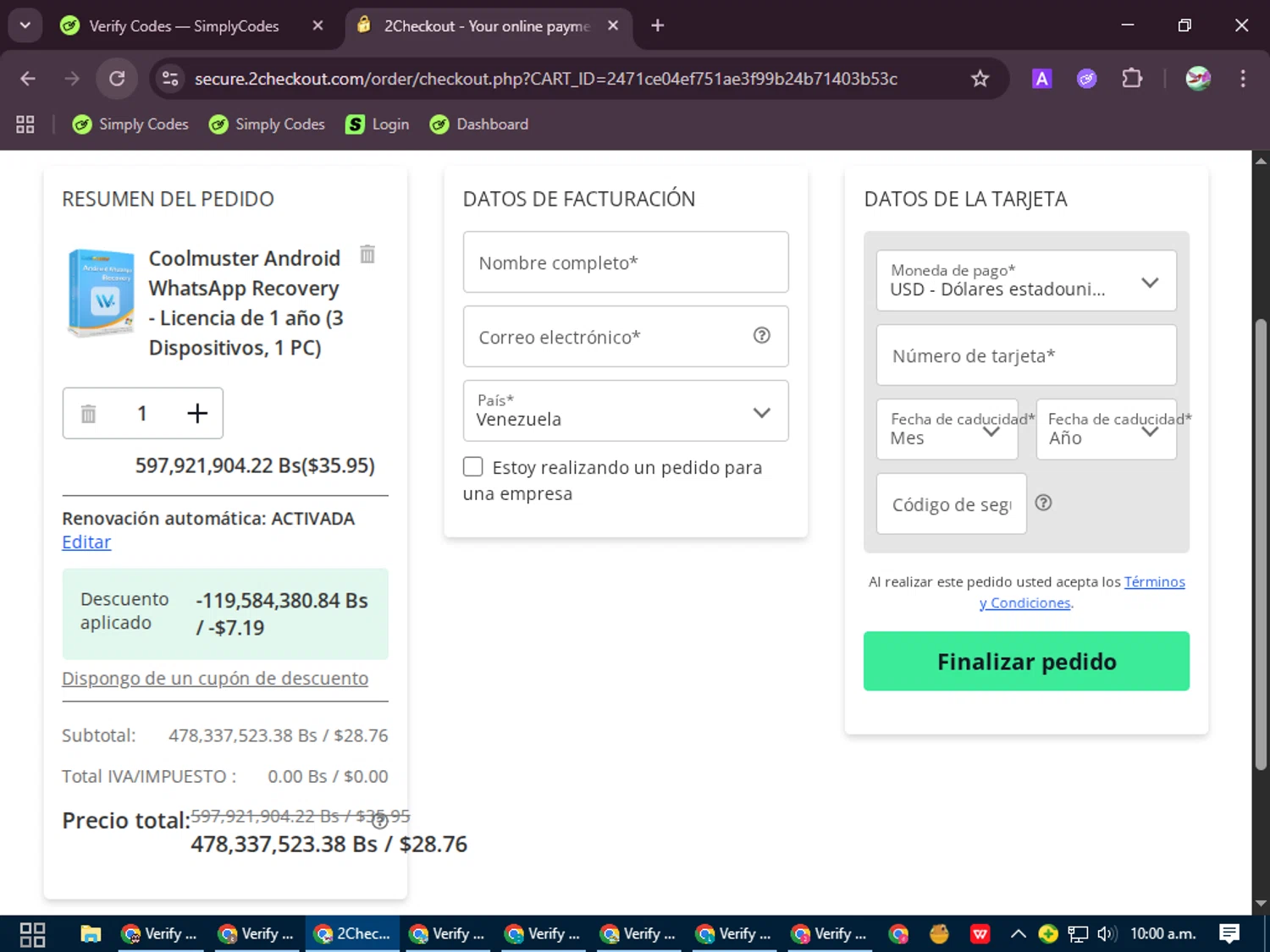 Coolmuster coupon code screenshot showing code COOL-RBWN-GIGS applied at Coolmuster checkout page. Uploaded by SimplyCodes community member SilverExpert5694 on Sep 23, 2025
