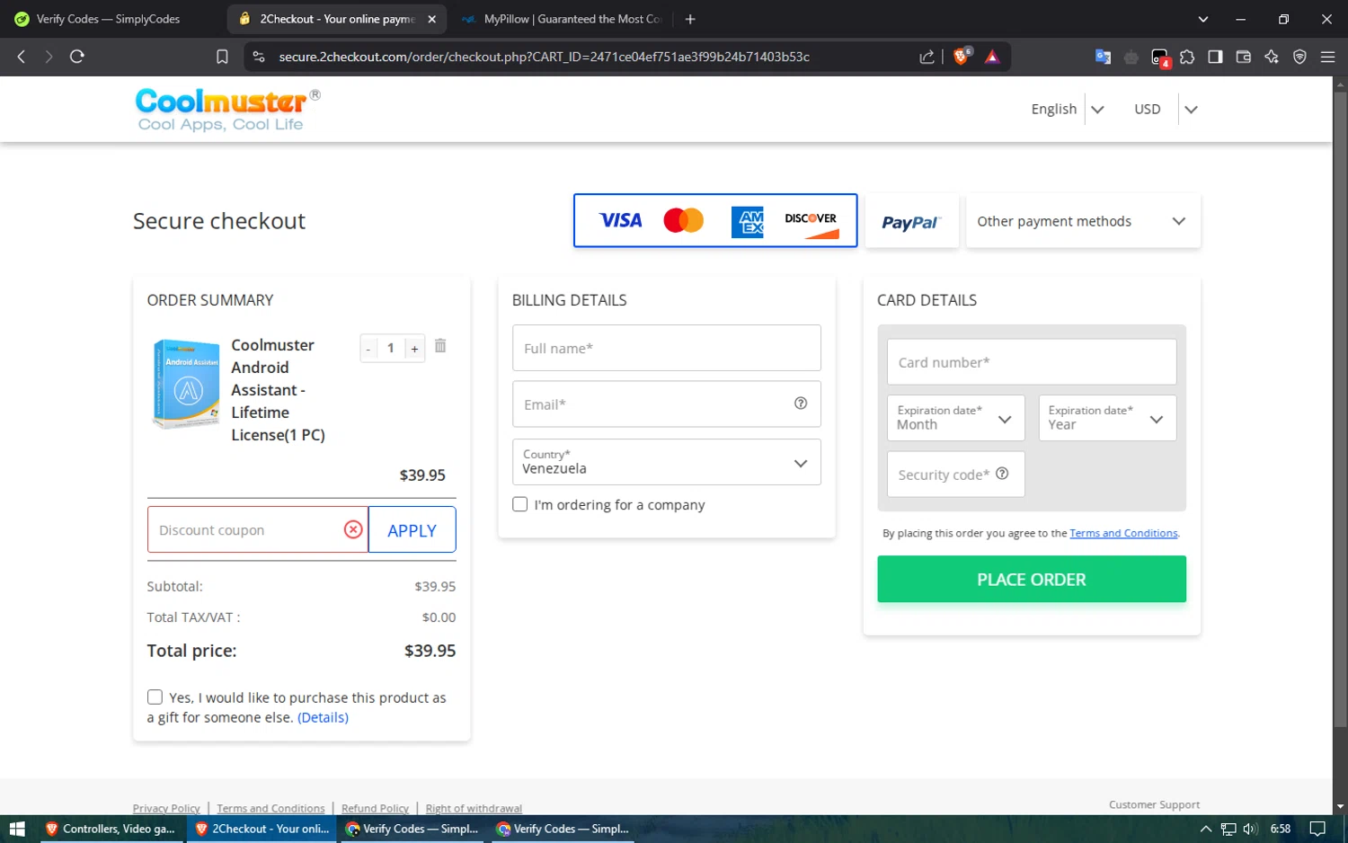 Coolmuster coupon code screenshot showing code ColorMango30 applied at Coolmuster checkout page. Uploaded by SimplyCodes community member ShieldElite2370 on Mar 6, 2025