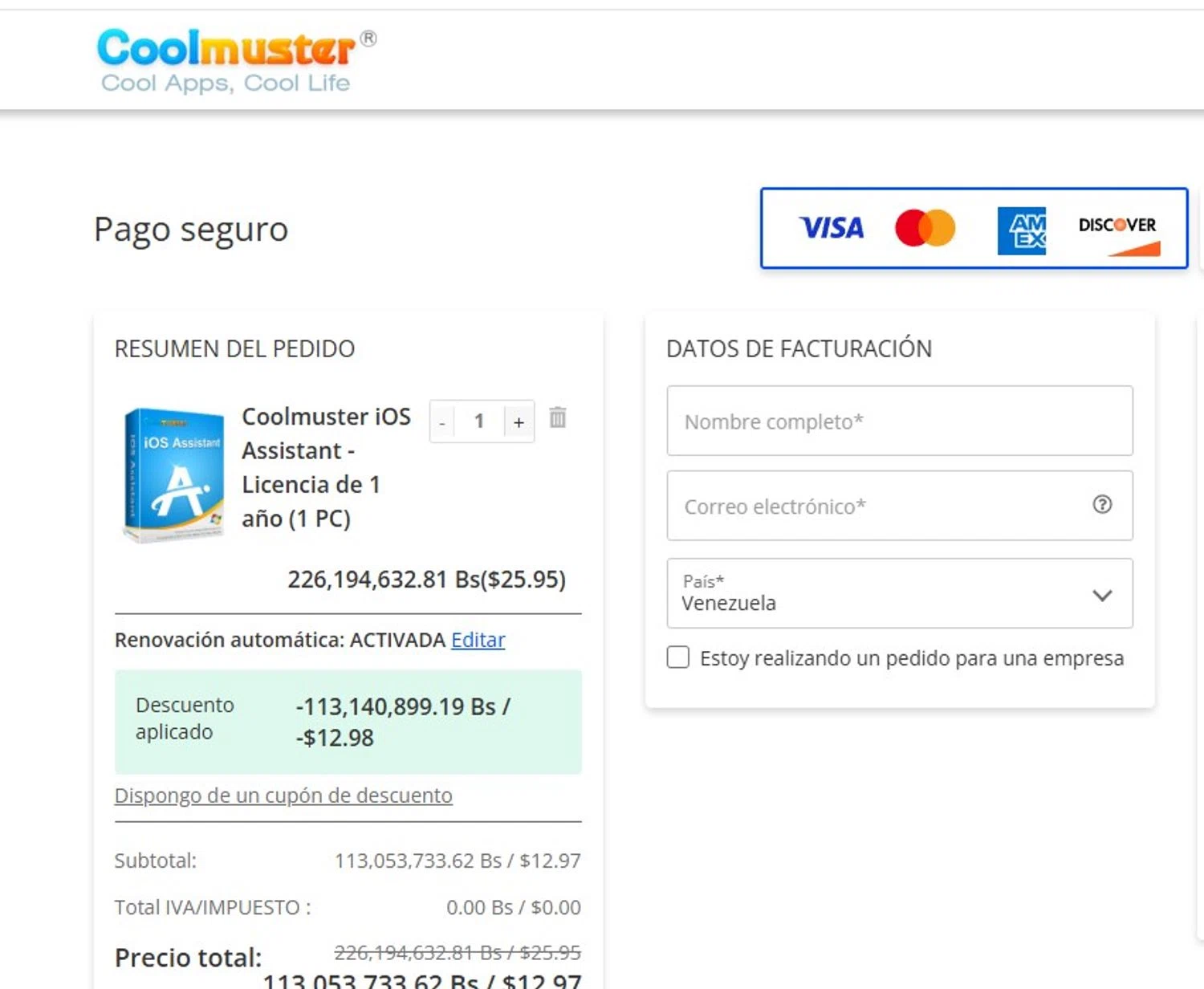 Coolmuster coupon code screenshot showing code CoolmusterGOTD applied at Coolmuster checkout page. Uploaded by SimplyCodes community member Quemiras on May 5, 2025