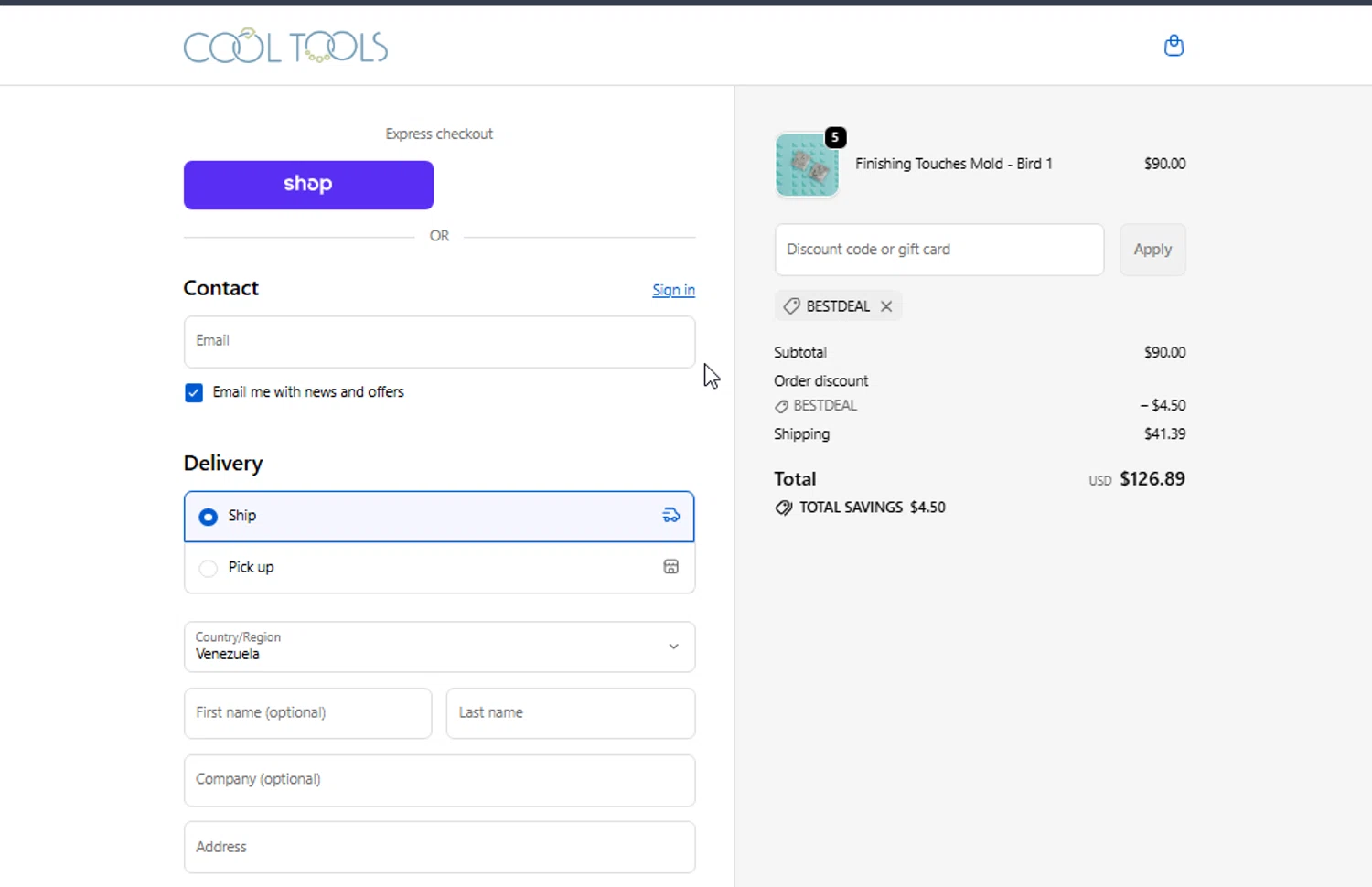 Cool Tools promo code screenshot showing code BESTDEAL applied at Cool Tools checkout page. Uploaded by SimplyCodes community member JannyiseaN on Nov 14, 2025
