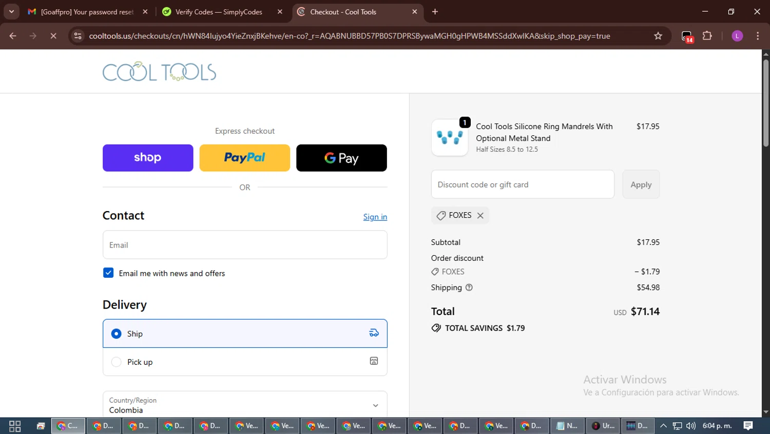 Cool Tools checkout page showing Cool Tools promo code box | Screenshot taken by SimplyCodes community member on Jan 26, 2026