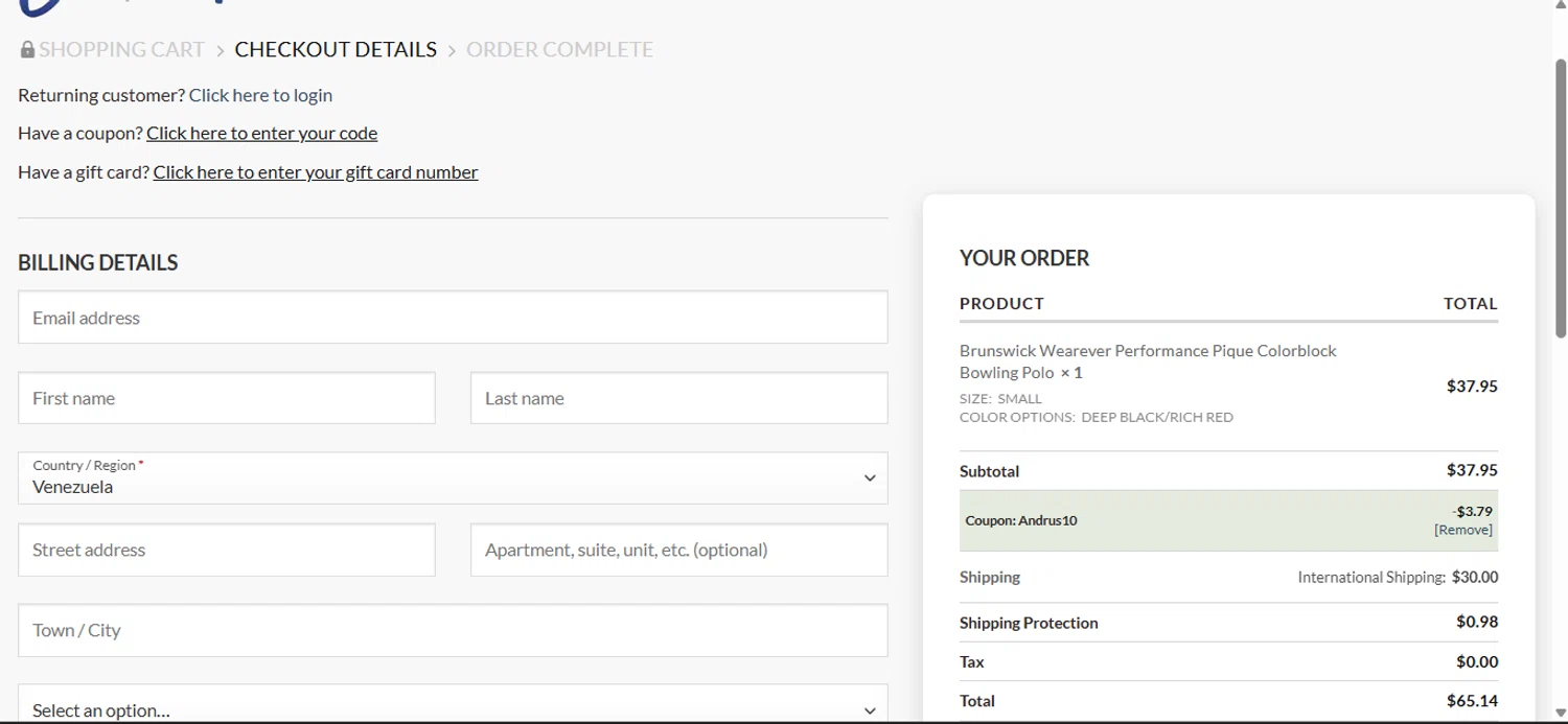 Coolwick coupon code screenshot showing code ANDRUS10 applied at Coolwick checkout page. Uploaded by SimplyCodes community member emejota on Jul 23, 2025