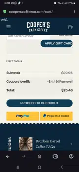 Love15 coupon verification screenshot