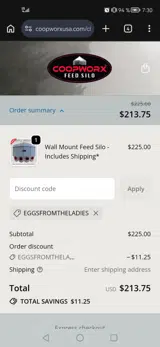 EGGSFROMTHELADIES coupon verification screenshot