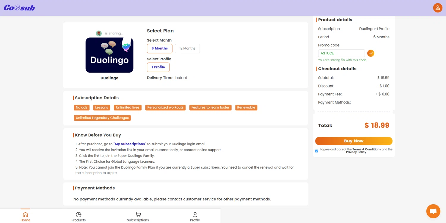 coosub discount code screenshot showing code ASTUCE applied at coosub checkout page. Uploaded by SimplyCodes community member BrilliantVoyager5752 on Jan 28, 2025