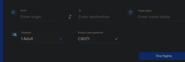 Copa Airlines checkout page showing Copa Airlines promo code box | Screenshot taken by SimplyCodes community member on Sep 19, 2025