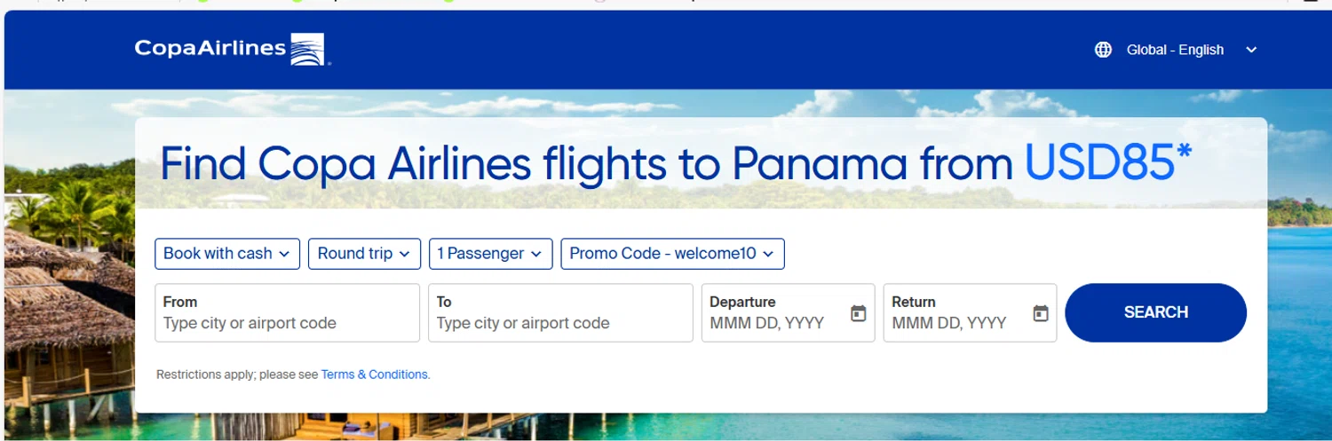 Copa Airlines promo code screenshot showing code WELCOME10 applied at Copa Airlines checkout page. Uploaded by SimplyCodes community member Loki_Odinson on Oct 25, 2025