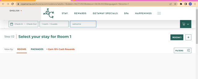 Copamarina Beach Resort & Spa checkout page showing Copamarina Beach Resort & Spa promo code box | Screenshot taken by SimplyCodes community member on Aug 1, 2023