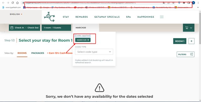 Copamarina Beach Resort & Spa checkout page showing Copamarina Beach Resort & Spa promo code box | Screenshot taken by SimplyCodes community member on Oct 27, 2023