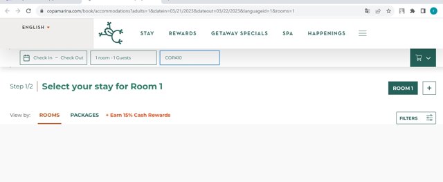 Copamarina Beach Resort & Spa checkout page showing Copamarina Beach Resort & Spa promo code box | Screenshot taken by SimplyCodes community member on Aug 30, 2023