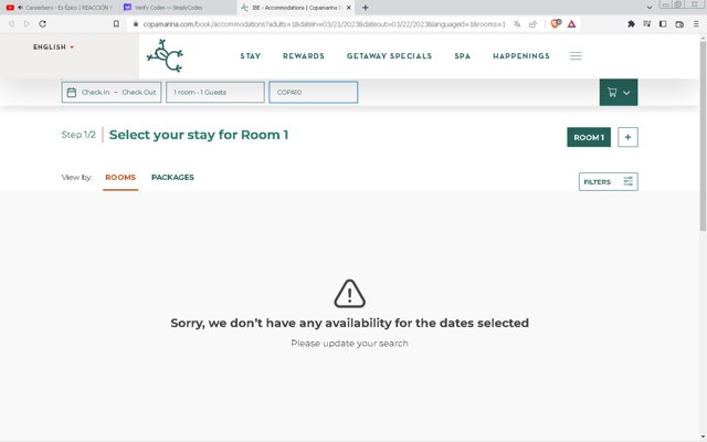 Copamarina Beach Resort & Spa checkout page showing Copamarina Beach Resort & Spa promo code box | Screenshot taken by SimplyCodes community member on Oct 27, 2023