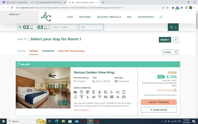 Copamarina Beach Resort & Spa checkout page showing Copamarina Beach Resort & Spa promo code box | Screenshot taken by SimplyCodes community member on Oct 2, 2023