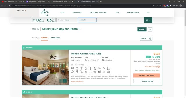Copamarina Beach Resort & Spa checkout page showing Copamarina Beach Resort & Spa promo code box | Screenshot taken by SimplyCodes community member on Oct 2, 2023