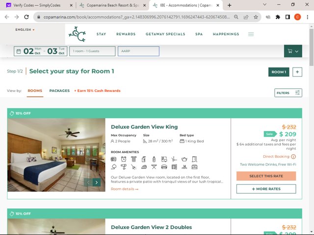 Copamarina Beach Resort & Spa checkout page showing Copamarina Beach Resort & Spa promo code box | Screenshot taken by SimplyCodes community member on Oct 2, 2023