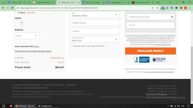 Copernic checkout page showing Copernic coupon code box | Screenshot taken by SimplyCodes community member on Oct 26, 2023