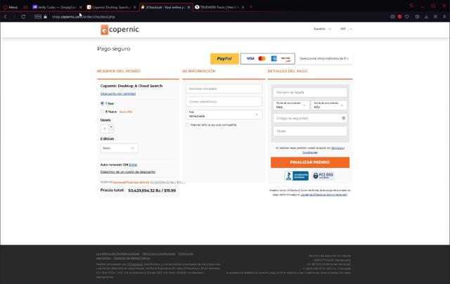 Copernic checkout page showing Copernic coupon code box | Screenshot taken by SimplyCodes community member on Aug 15, 2023