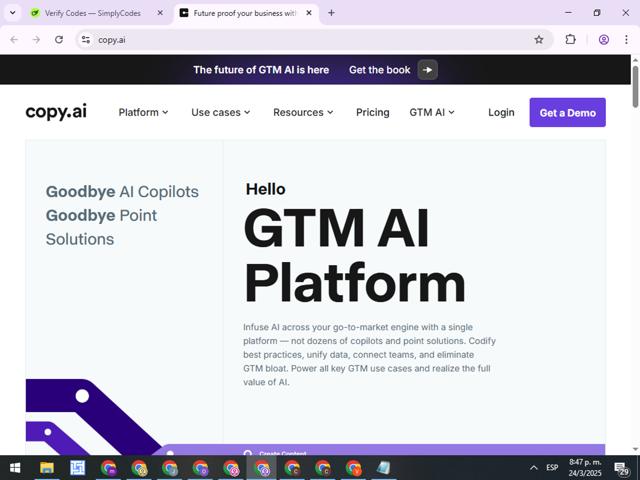 CopyAI checkout page showing CopyAI promo code box | Screenshot taken by SimplyCodes community member on Mar 25, 2025